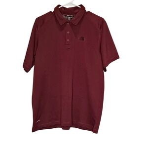 The North Face Mens L/G Burgundy Polyester Short Sleeve Polo Shirt Golf Casual